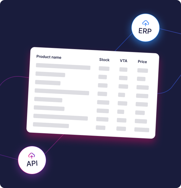 illustration of the integration of the updated catalog with internal tools such as ERP or via API